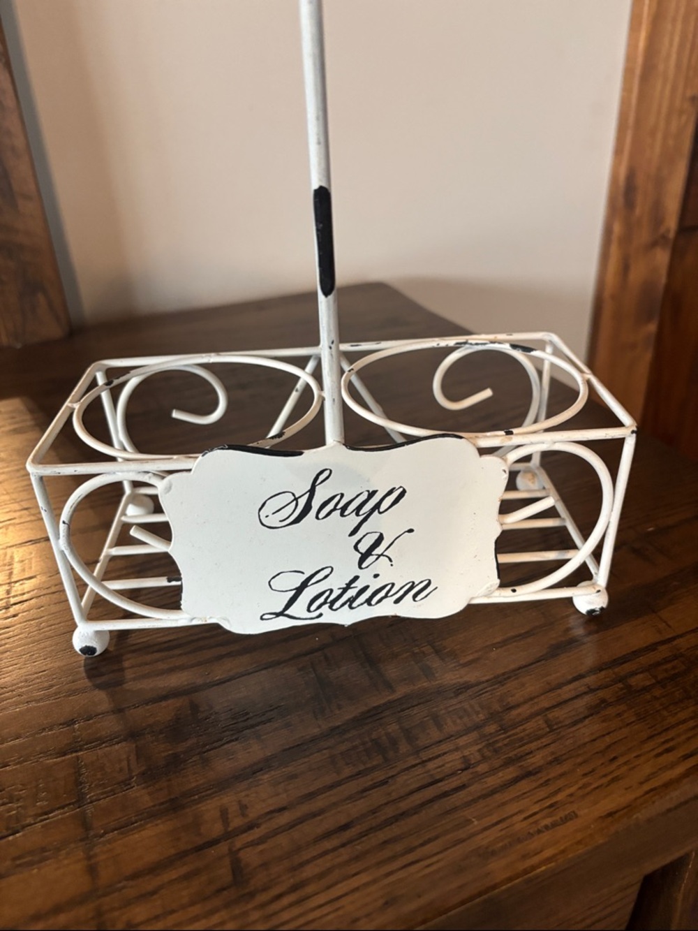 White Metal Soap & Lotion Caddy